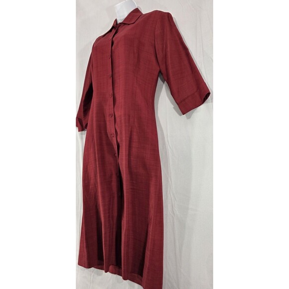 CAROLL Womens Shirt Dress Viscose/Linen Minimalist Modest Red France T38 | US 8 - Picture 7 of 15